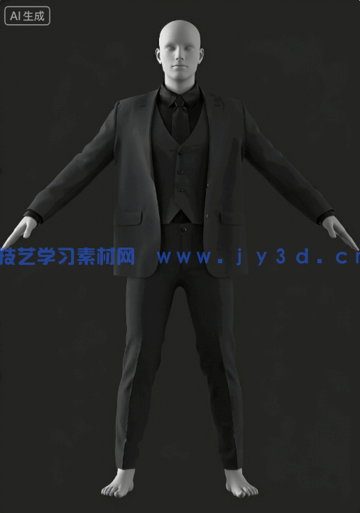 男性西装男士服装Marvelous Designer和CLO 3D项目文件3D模型(图3)