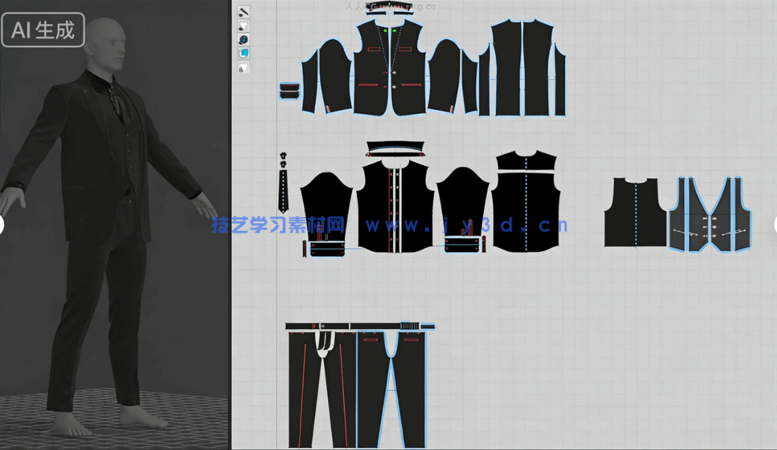 男性西装男士服装Marvelous Designer和CLO 3D项目文件3D模型(图11)