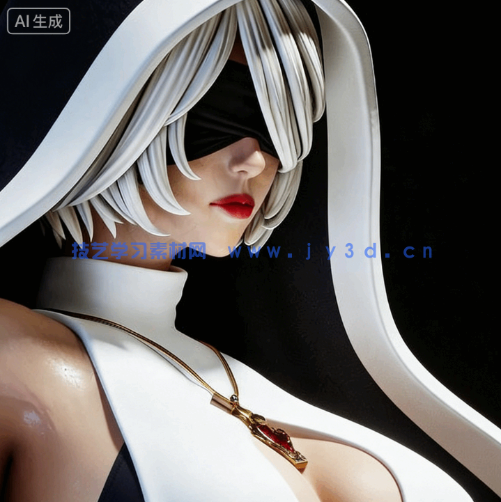 尤尔哈2B修女服饰《尼尔：机械纪元》游戏角色雕刻手办3D打印模型(图1)