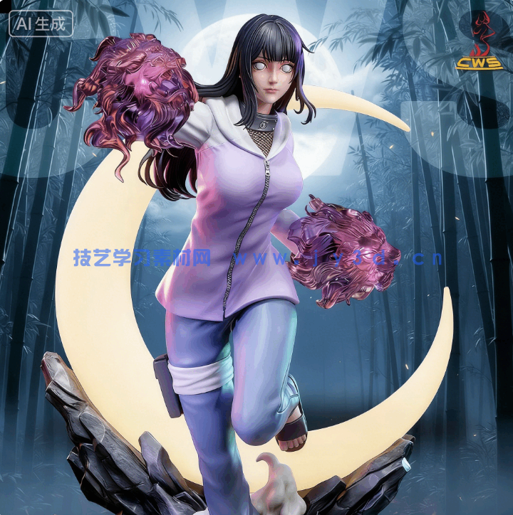 日向雏田Hinata Hyuga是《火影忍者》动漫角色雕刻手办3D打印模型(图1)