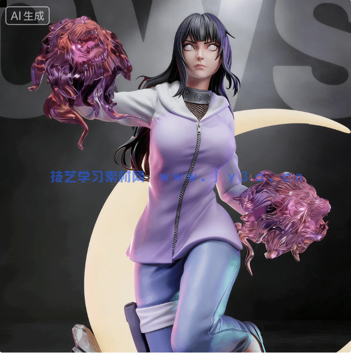 日向雏田Hinata Hyuga是《火影忍者》动漫角色雕刻手办3D打印模型(图2)