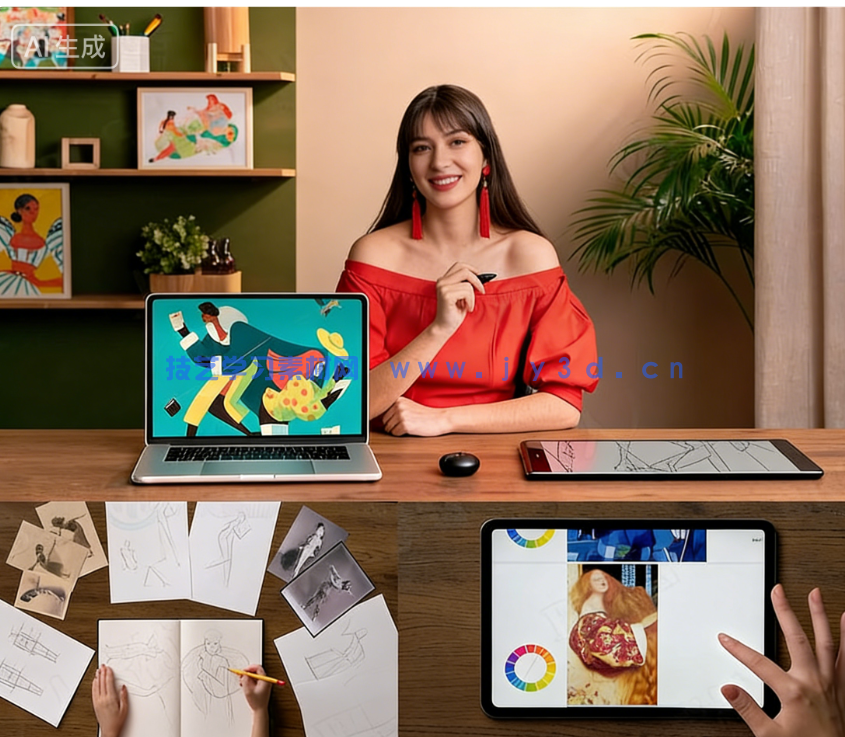 时尚个性女性形象数字插画绘画技术视频教程(图10)