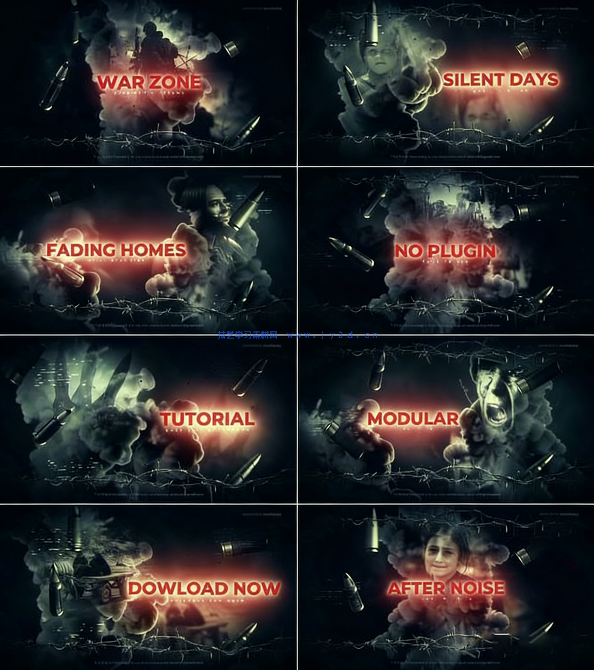 史诗般的战争电影纪录片开场AE模板(图1)