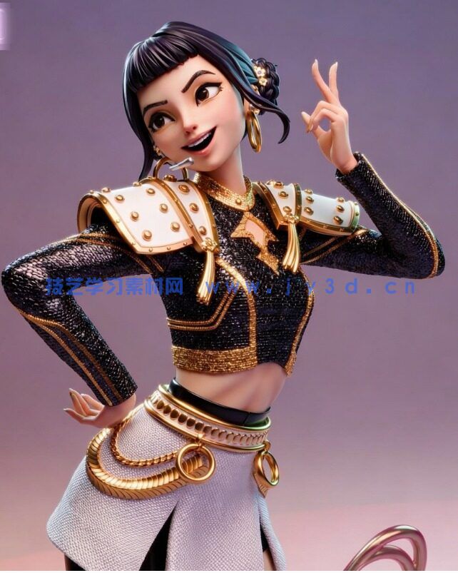 佐伊Zoey掐腰姿势《K-Pop恶魔猎人》动画角色雕刻手办3D打印模型(图5)