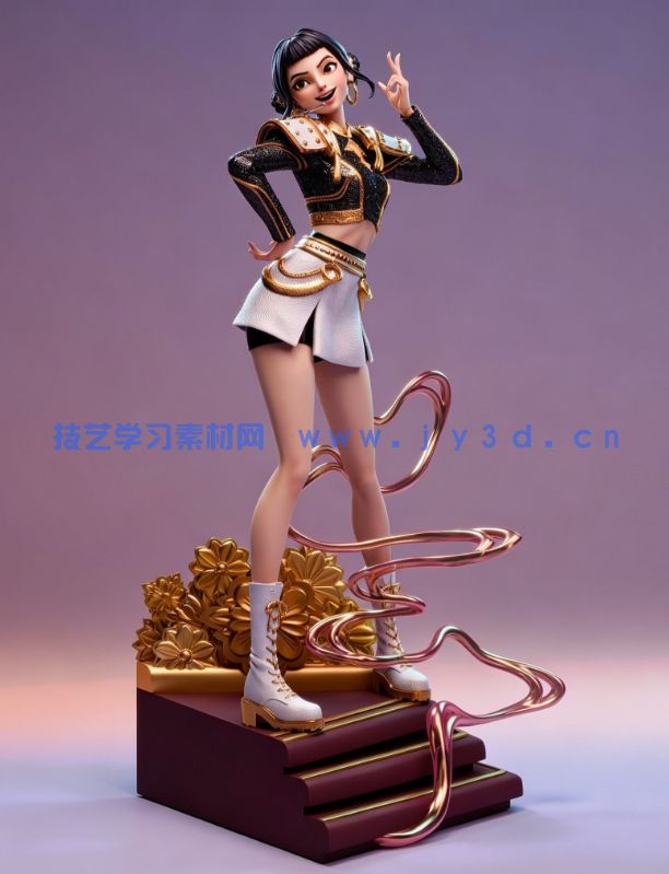 佐伊Zoey掐腰姿势《K-Pop恶魔猎人》动画角色雕刻手办3D打印模型(图2)