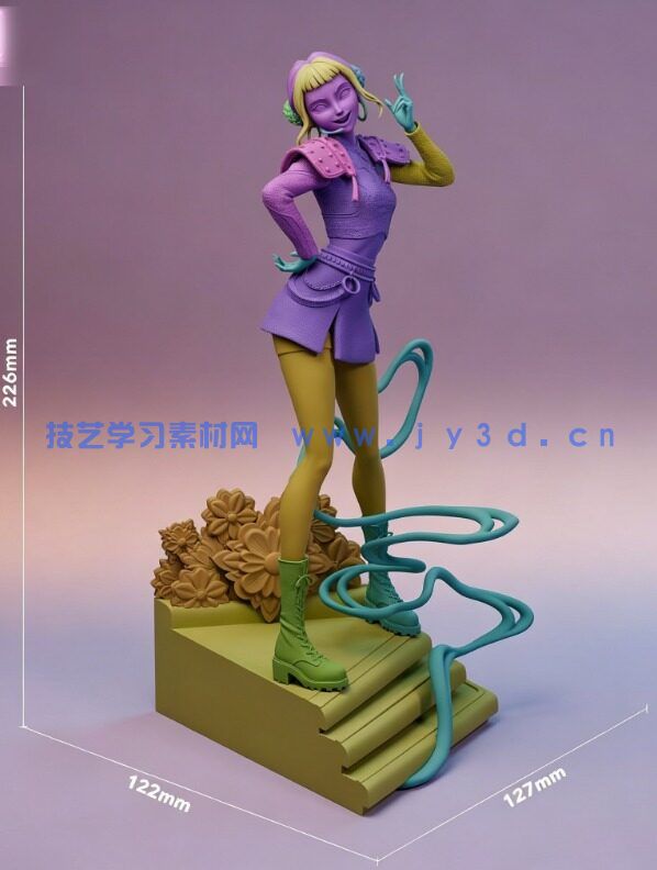 佐伊Zoey掐腰姿势《K-Pop恶魔猎人》动画角色雕刻手办3D打印模型(图10)