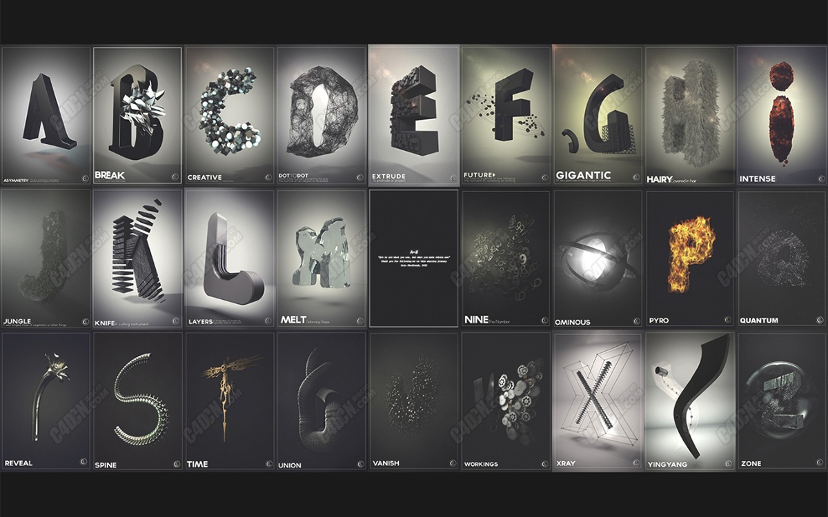 26套C4D创意字母动画工程文件 Alphabet Engineering (图1)
