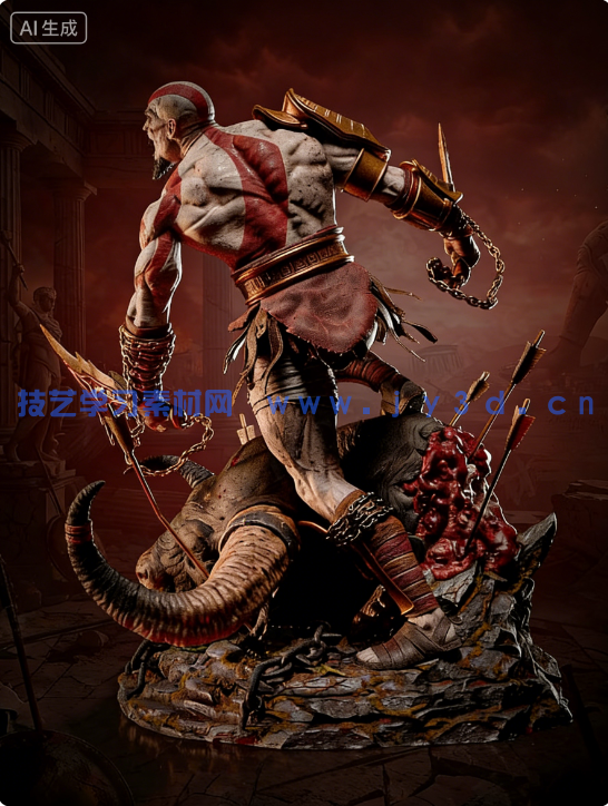 奎托斯Kratos站姿《战神》游戏角色雕刻手办3D打印模型(图7)